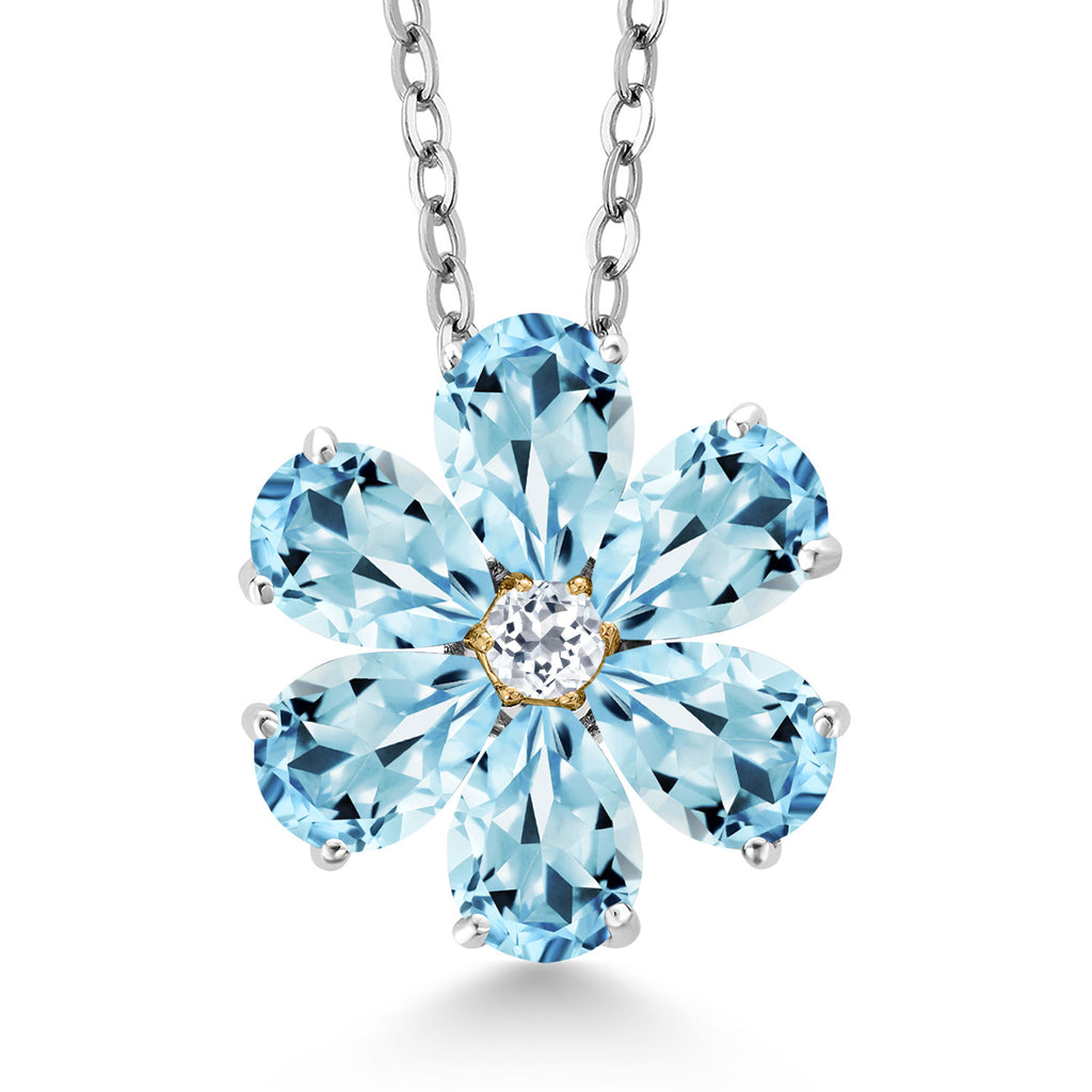 Topaz_Pendant in 925 Sterling Silver and 10K Yellow Gold