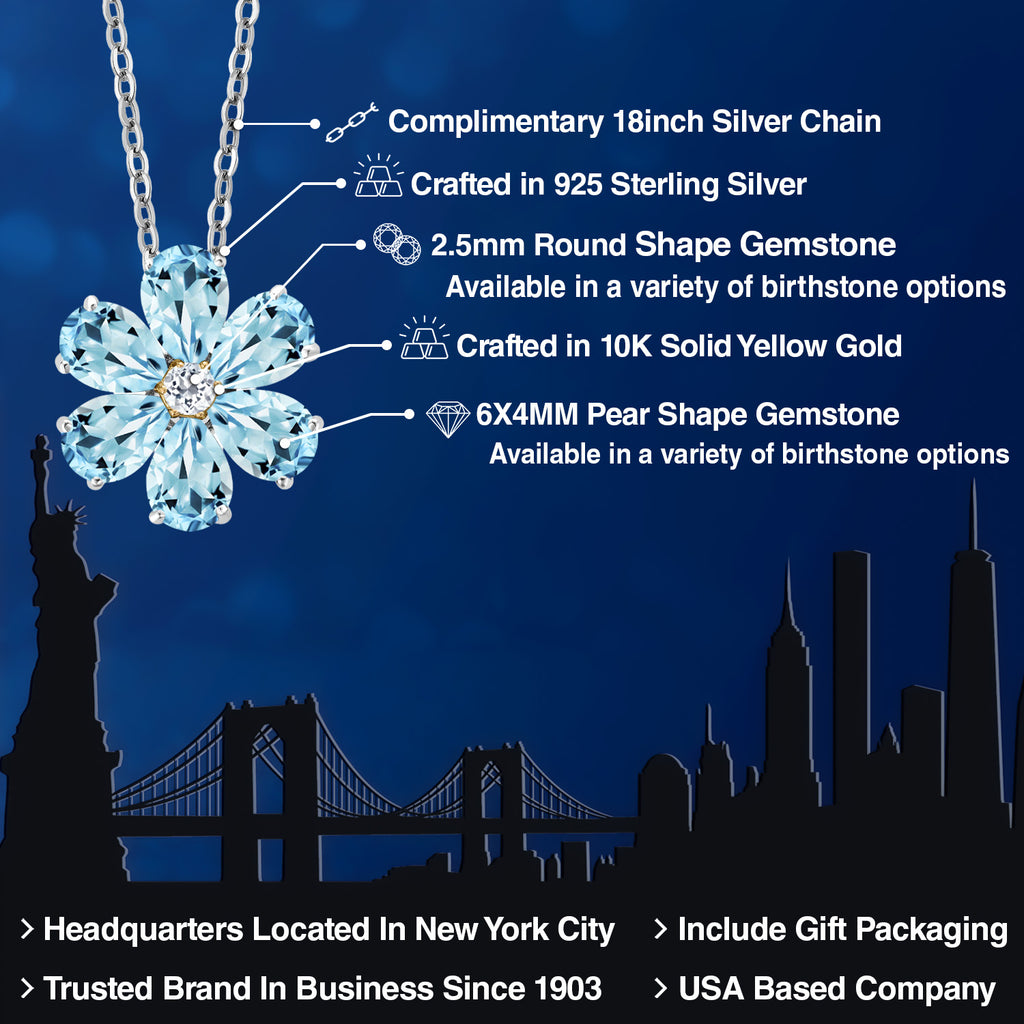 Topaz_Pendant in 925 Sterling Silver and 10K Yellow Gold