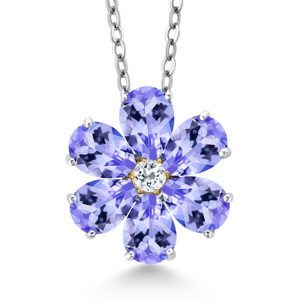 Tanzanite - December_Pendant in 925 Sterling Silver and 10K Yellow Gold