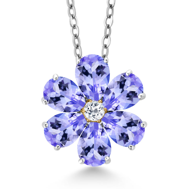 Tanzanite - December_Pendant in 925 Sterling Silver and 10K Yellow Gold
