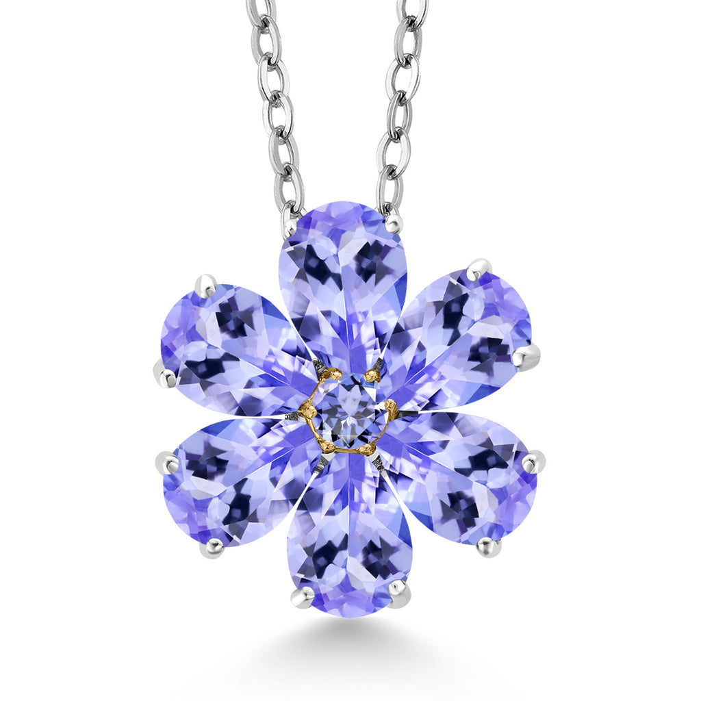 Tanzanite - December_Pendant in 925 Sterling Silver and 10K Yellow Gold