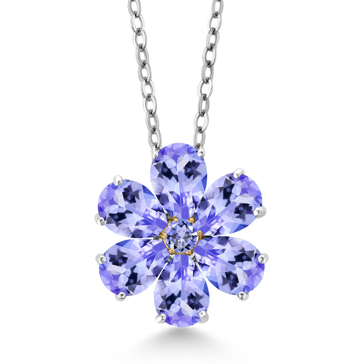 Tanzanite - December_Pendant in 925 Sterling Silver and 10K Yellow Gold