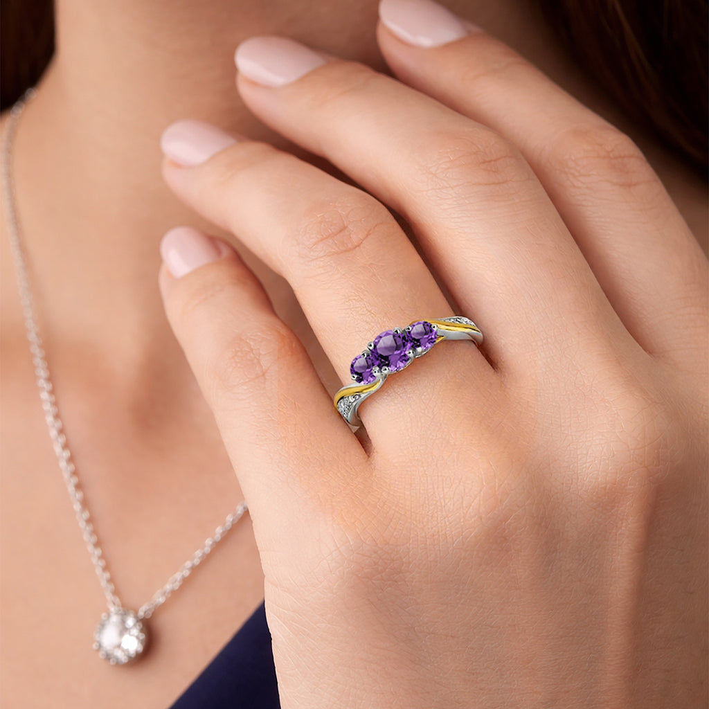 Ring in 925 Sterling Silver and 10K Yellow Gold