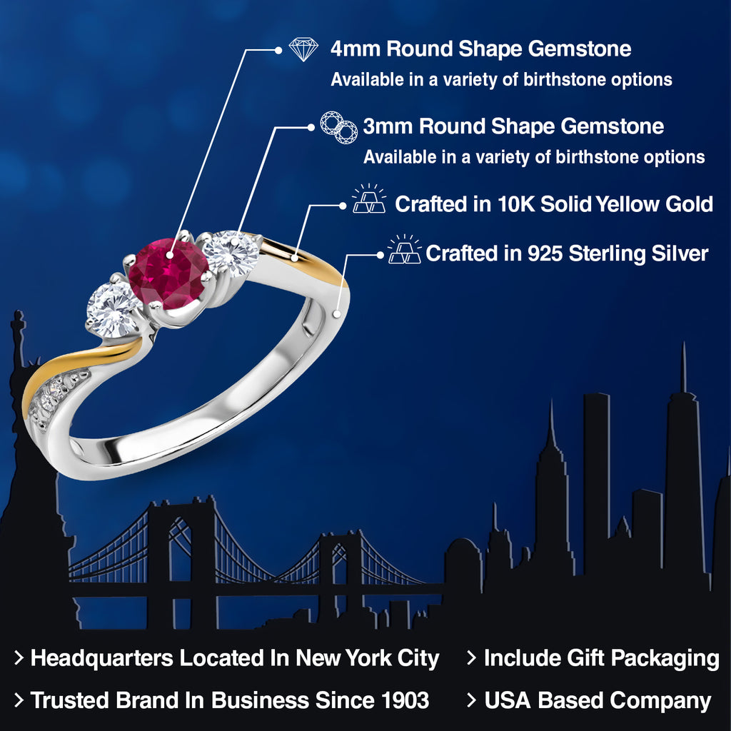 Ring in 925 Sterling Silver and 10K Yellow Gold