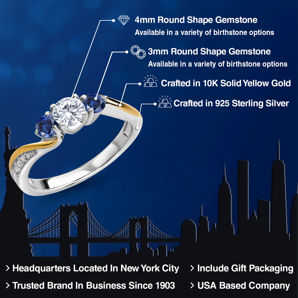 Ring in 925 Sterling Silver and 10K Yellow Gold