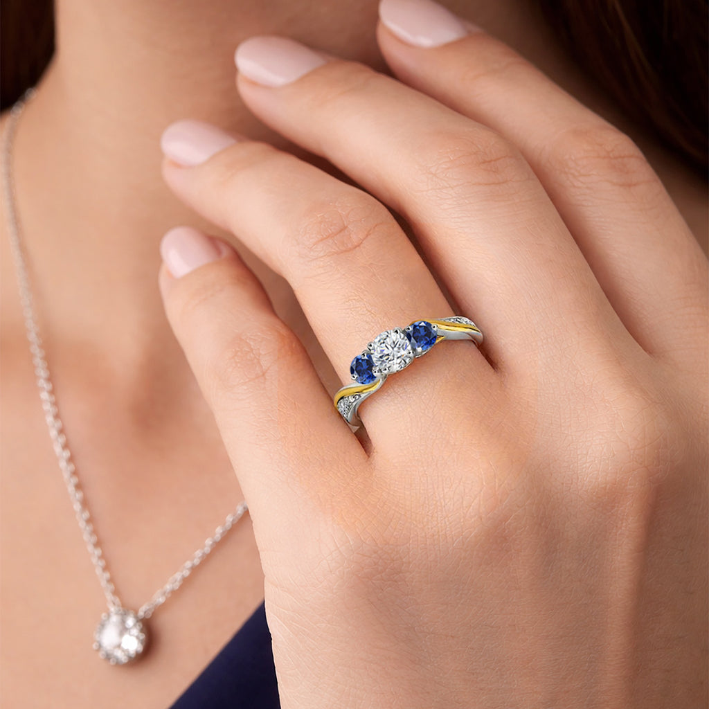 Ring in 925 Sterling Silver and 10K Yellow Gold