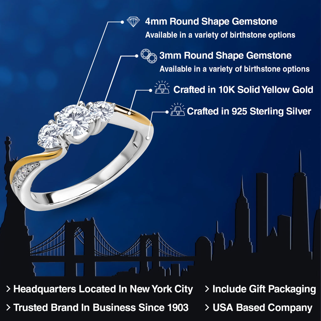 Ring in 925 Sterling Silver and 10K Yellow Gold