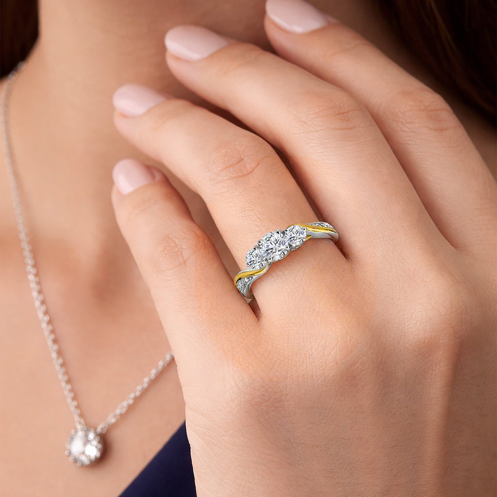 Ring in 925 Sterling Silver and 10K Yellow Gold