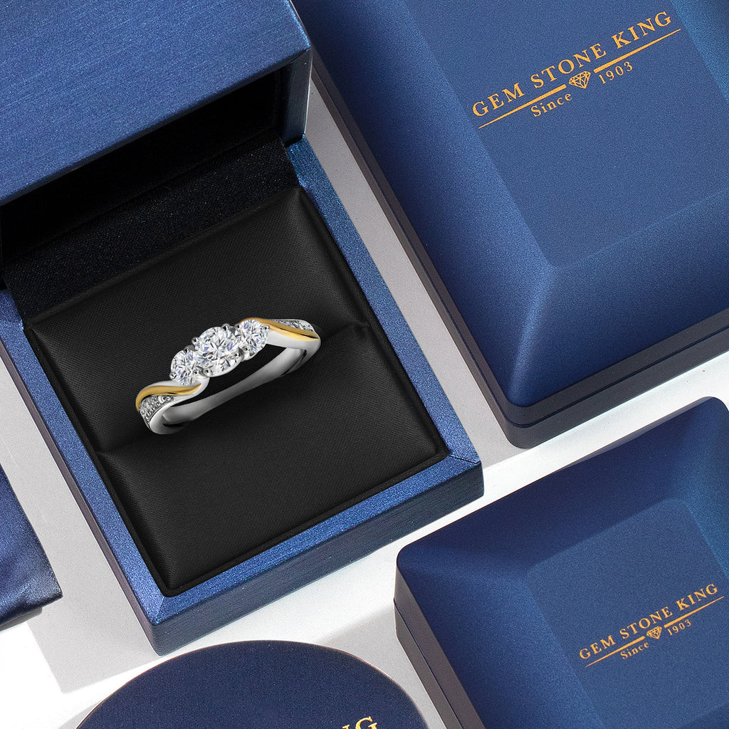 Ring in 925 Sterling Silver and 10K Yellow Gold