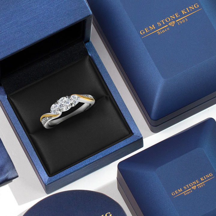 Ring in 925 Sterling Silver and 10K Yellow Gold