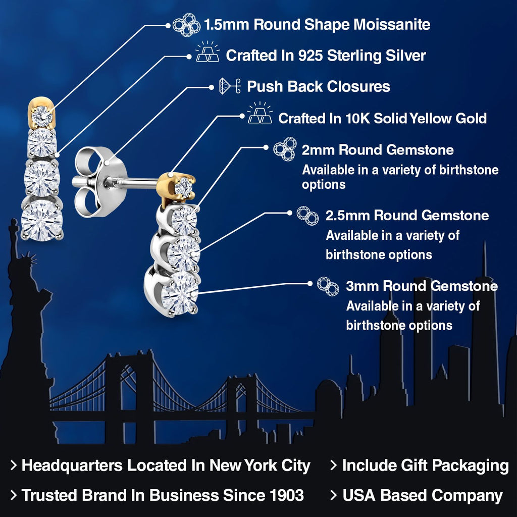 Earrings in 925 Sterling Silver and 10K Yellow Gold