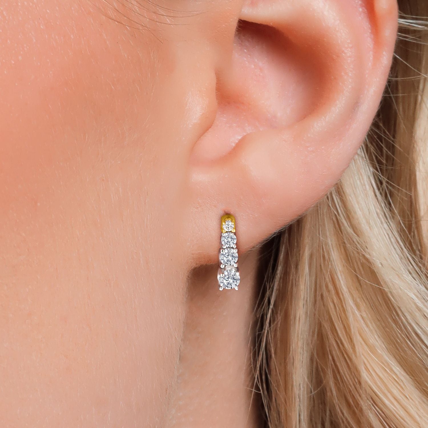 Earrings in 925 Sterling Silver and 10K Yellow Gold