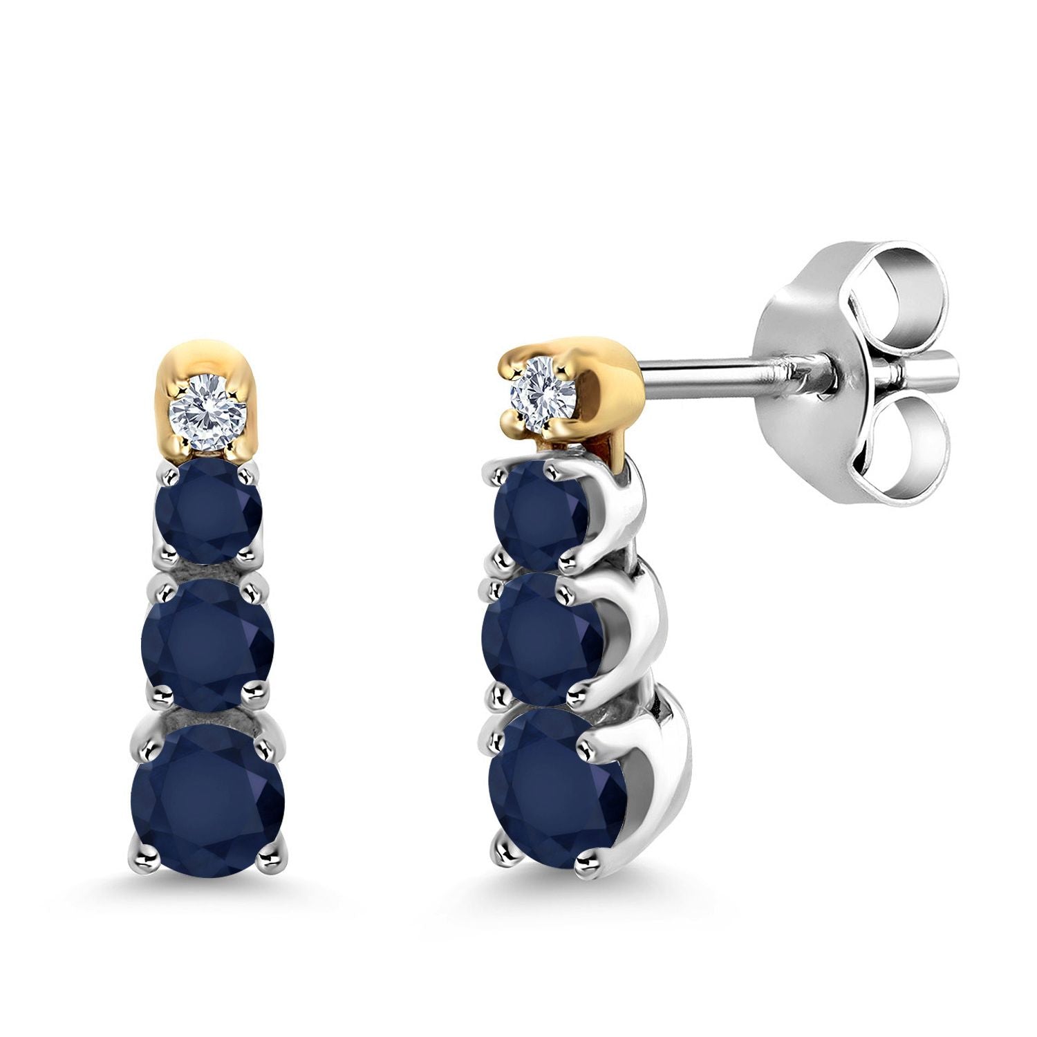 Earrings in 925 Sterling Silver and 10K Yellow Gold