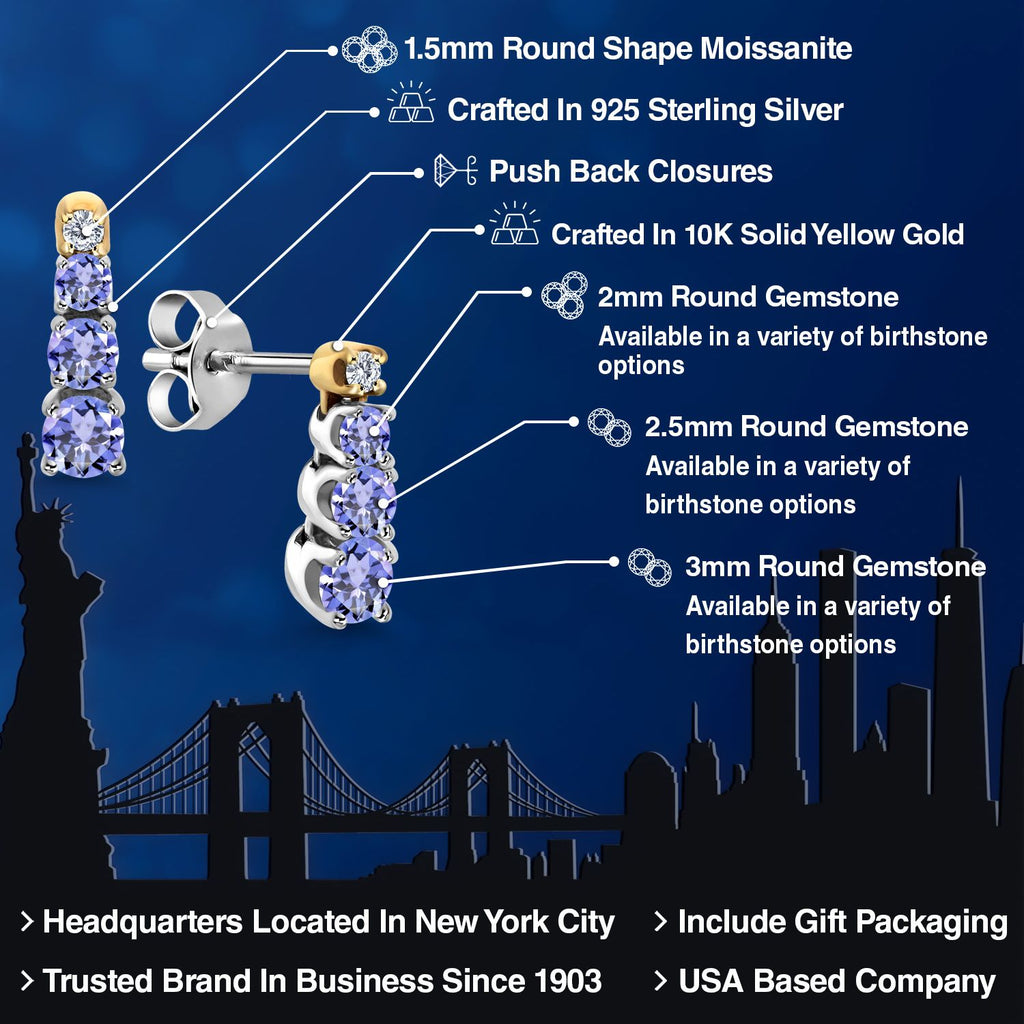 Earrings in 925 Sterling Silver and 10K Yellow Gold