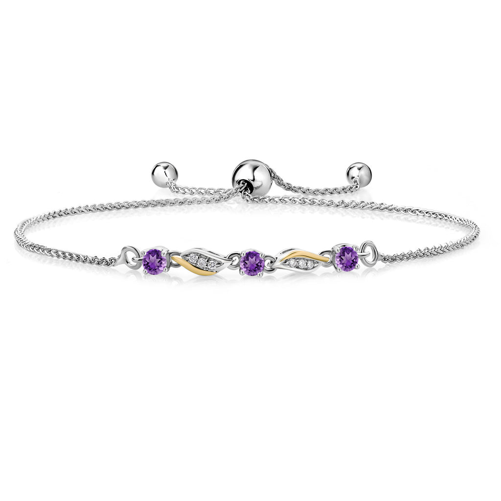 Amethyst - February_Bracelet in 925 Sterling Silver and 10K Yellow Gold