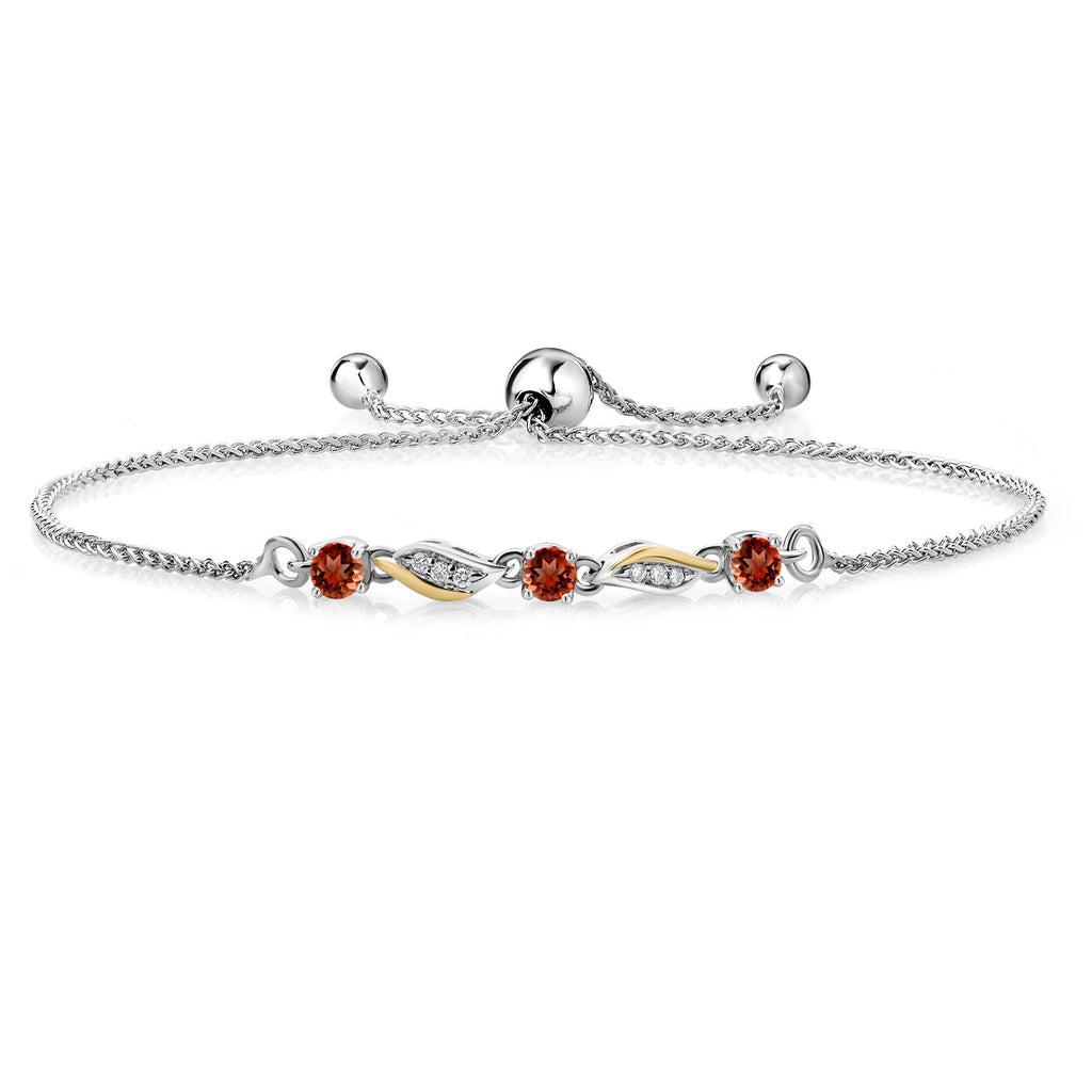 Garnet - January_Bracelet in 925 Sterling Silver and 10K Yellow Gold
