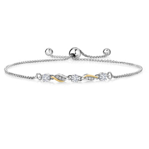 White Lab Grown Diamond - April_Bracelet in 925 Sterling Silver and 10K Yellow Gold