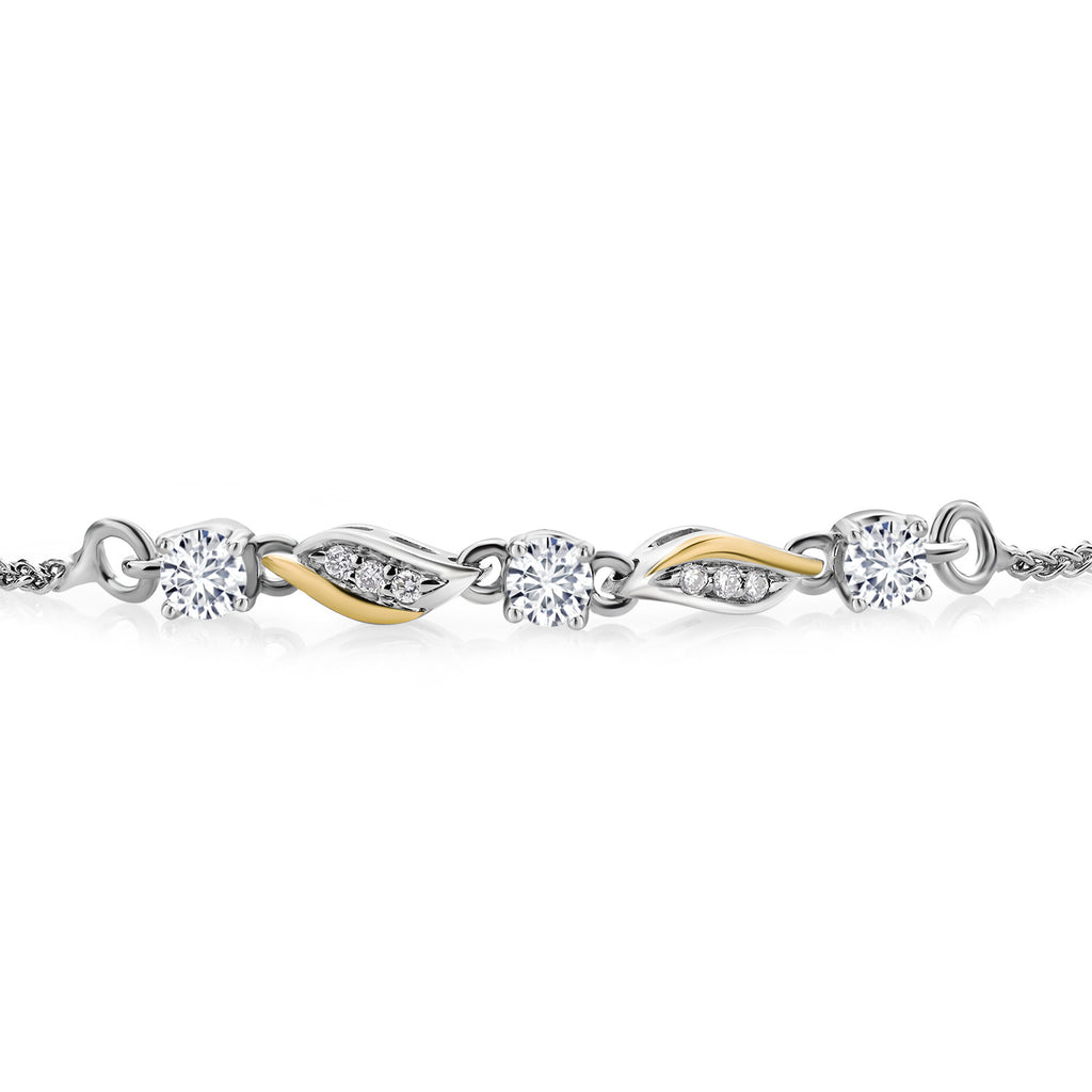 White Lab Grown Diamond - April_Bracelet in 925 Sterling Silver and 10K Yellow Gold