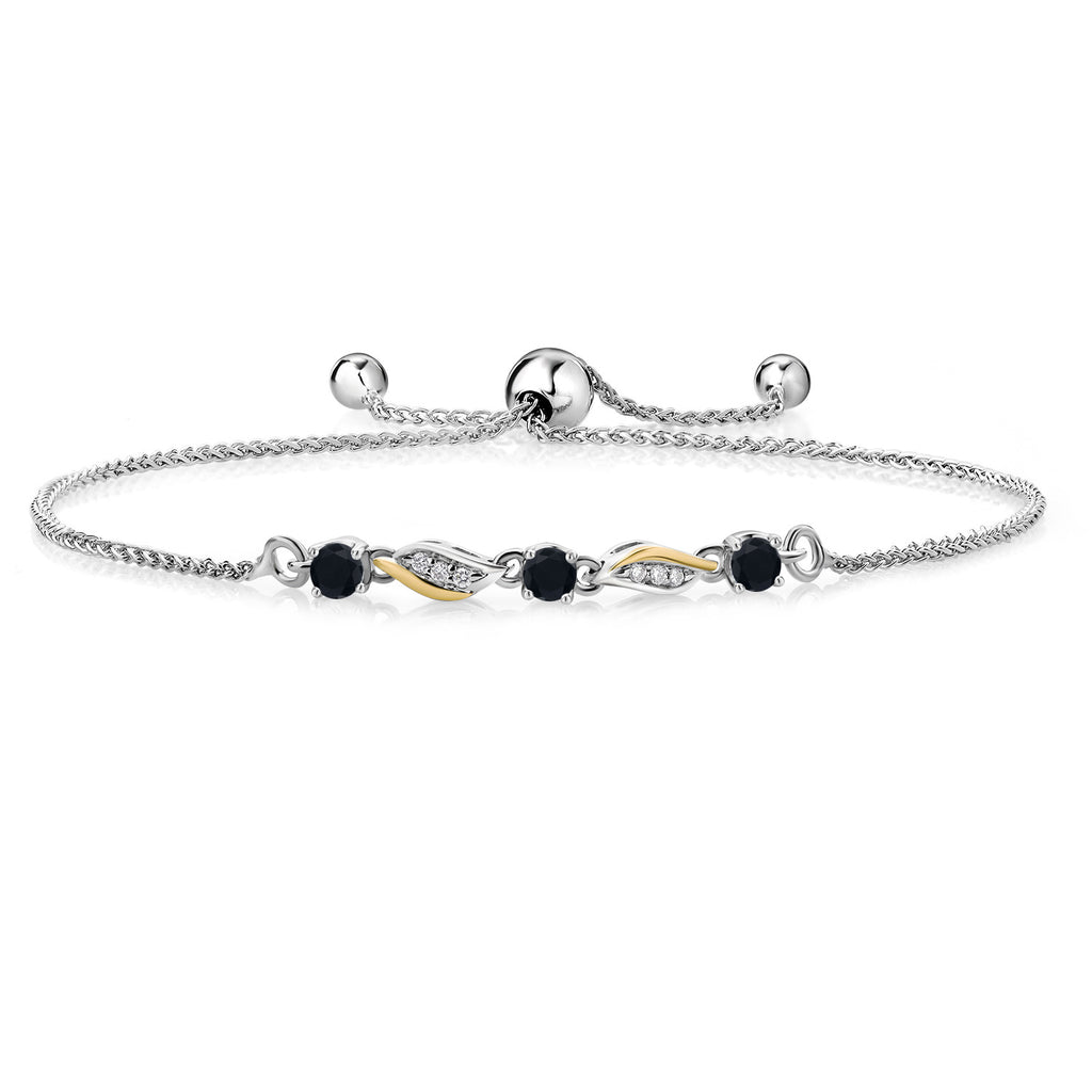 Onyx - December_Bracelet in 925 Sterling Silver and 10K Yellow Gold