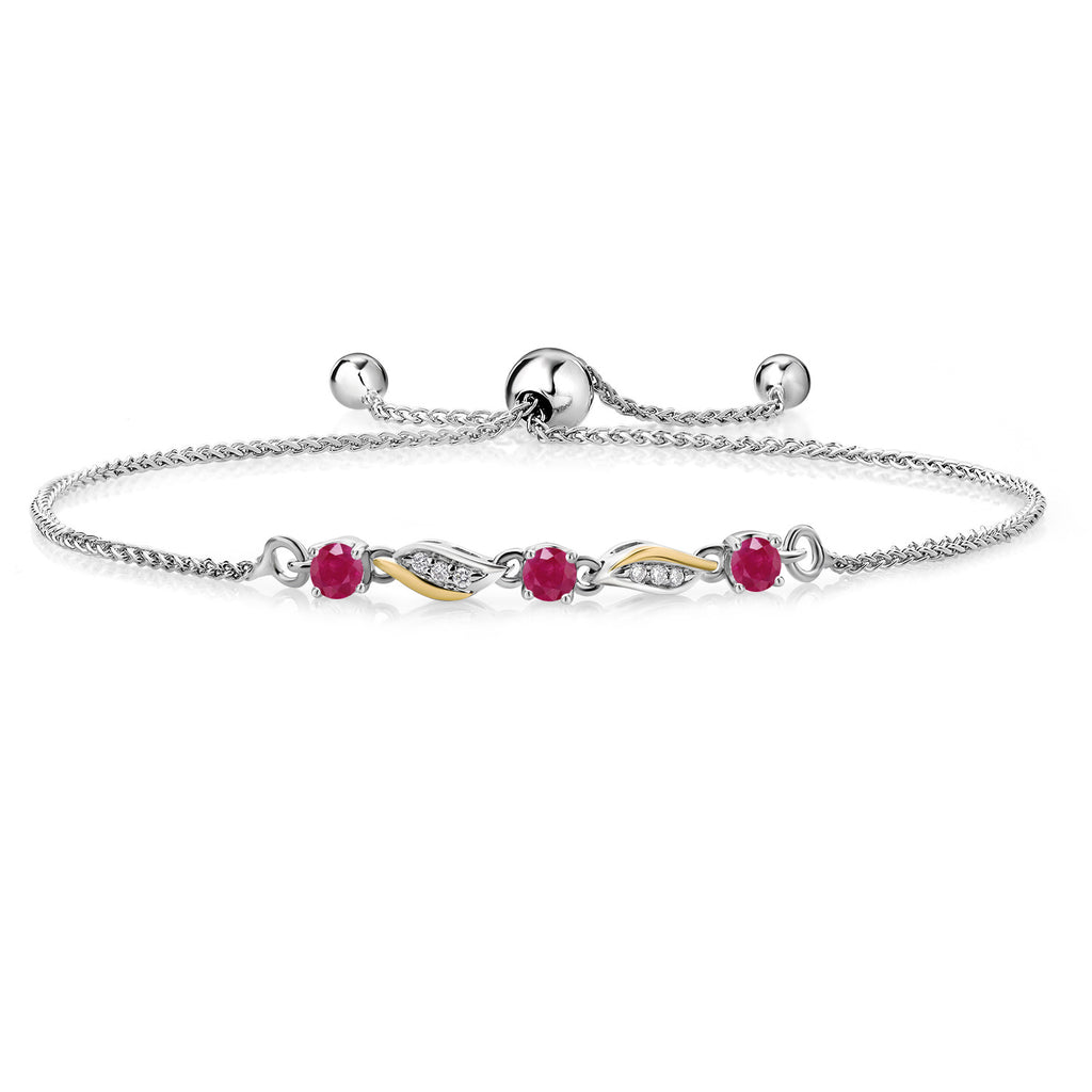 Ruby - July_Bracelet in 925 Sterling Silver and 10K Yellow Gold