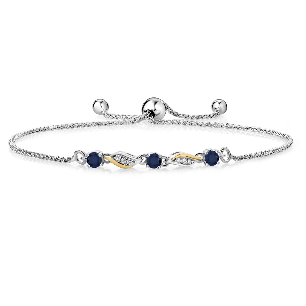 Blue Sapphire - September_Bracelet in 925 Sterling Silver and 10K Yellow Gold