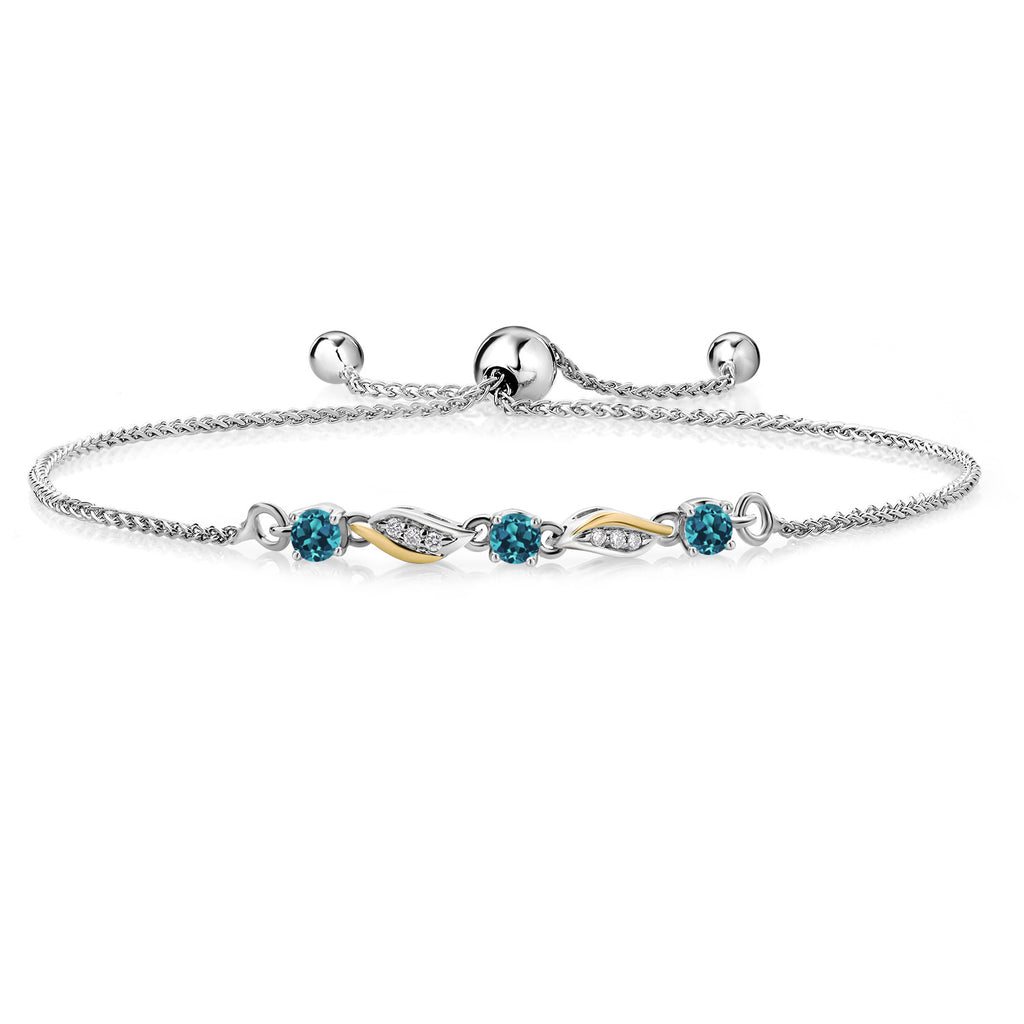 London Blue Topaz - November_Bracelet in 925 Sterling Silver and 10K Yellow Gold