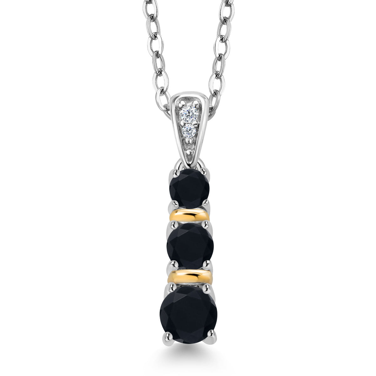 Elegant Gold and Black Women\'s Necklace Beaded Black Station Necklace | Caitlyn Minimalist main image 2