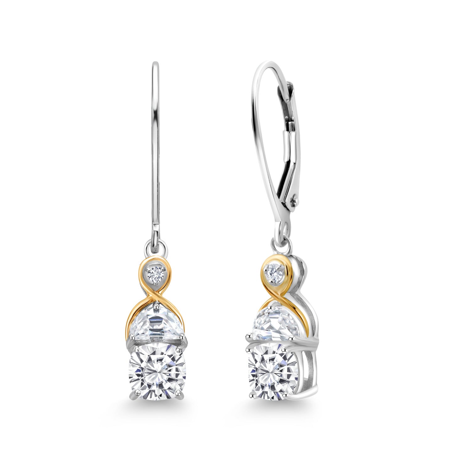 Near Colorless (GH)_Earrings in 925 Sterling Silver and 10K Yellow Gold