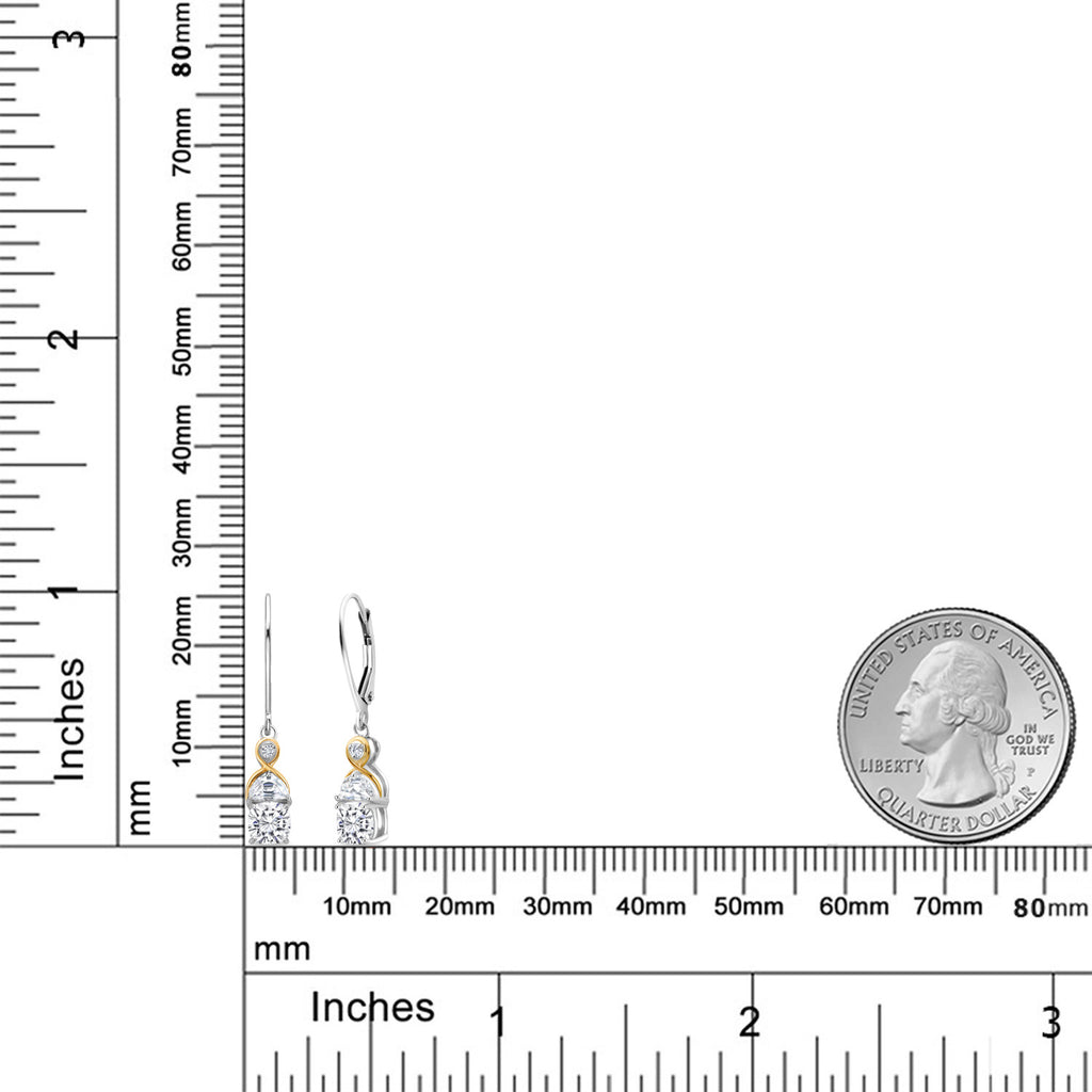 Near Colorless (GH)_Earrings in 925 Sterling Silver and 10K Yellow Gold