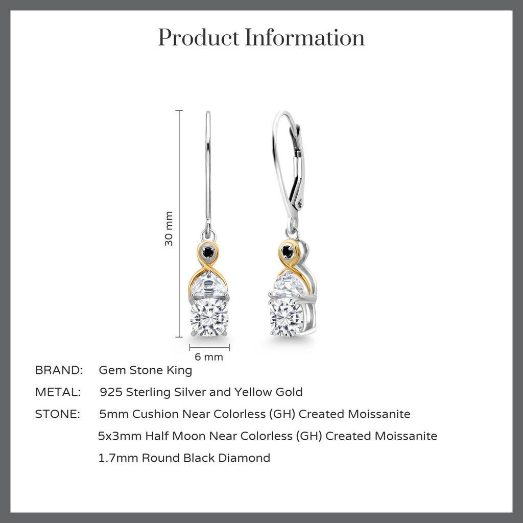 Near Colorless (GH) and Black_Earrings in 925 Sterling Silver and 10K Yellow Gold