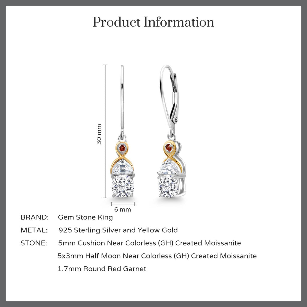 Near Colorless (GH) and Red_Earrings in 925 Sterling Silver and 10K Yellow Gold