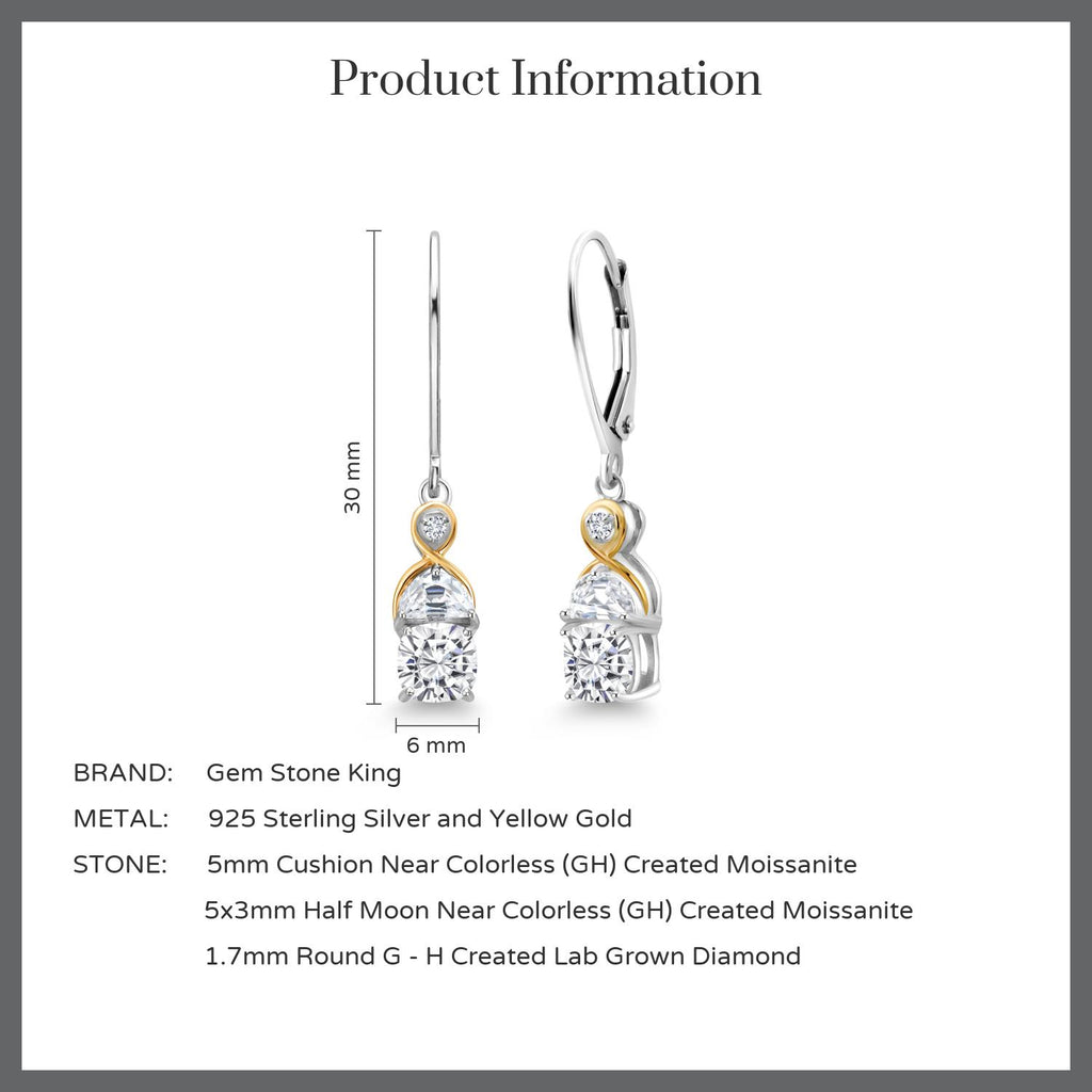 Near Colorless (GH) and G - H_Earrings in 925 Sterling Silver and 10K Yellow Gold