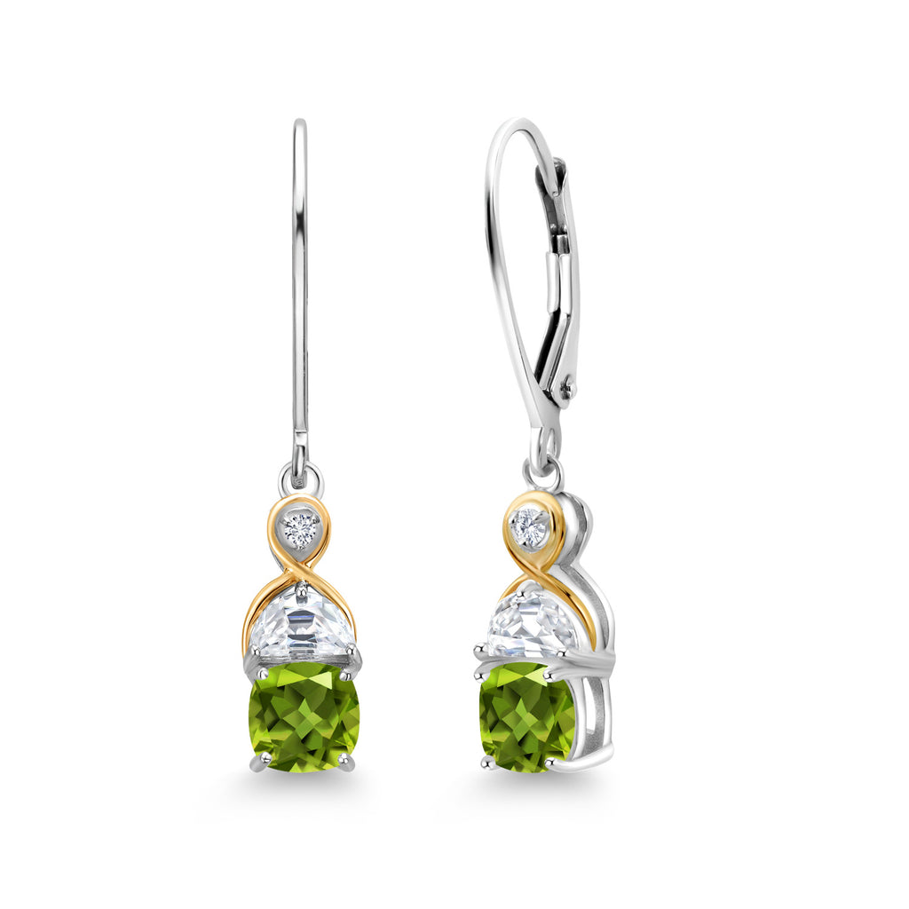 Peridot - August_Earrings in 925 Sterling Silver and 10K Yellow Gold