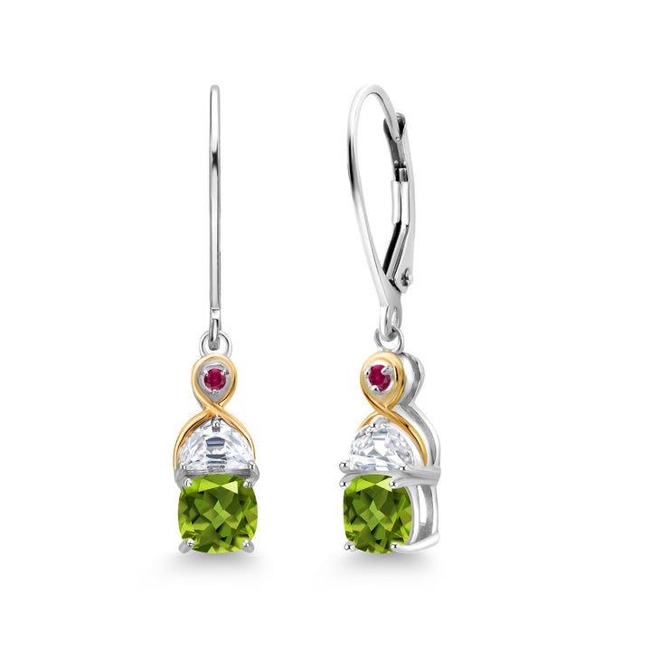 Peridot - August_Earrings in 925 Sterling Silver and 10K Yellow Gold