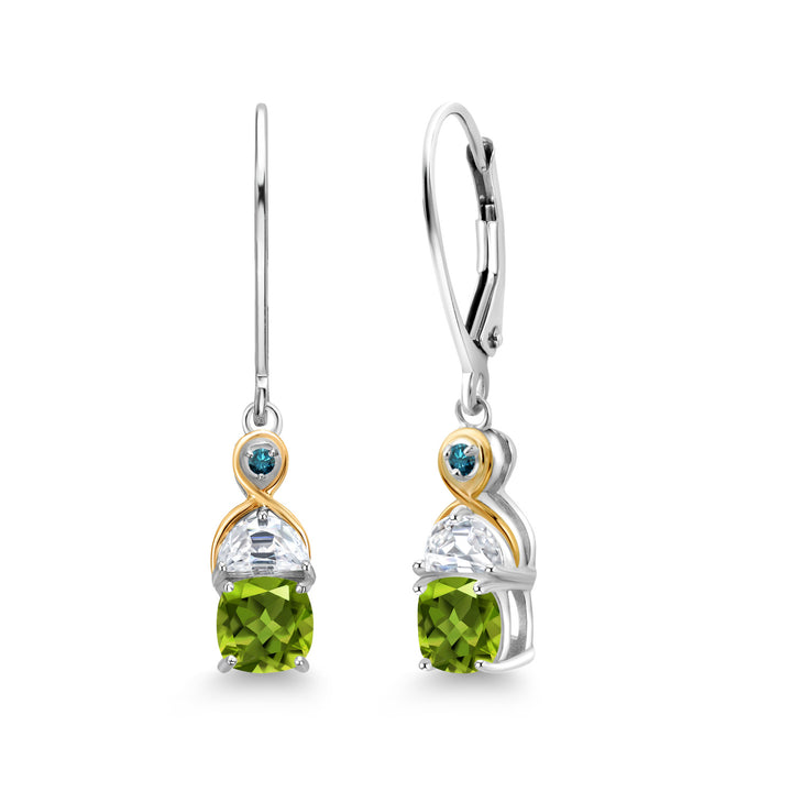 Peridot - August_Earrings in 925 Sterling Silver and 10K Yellow Gold