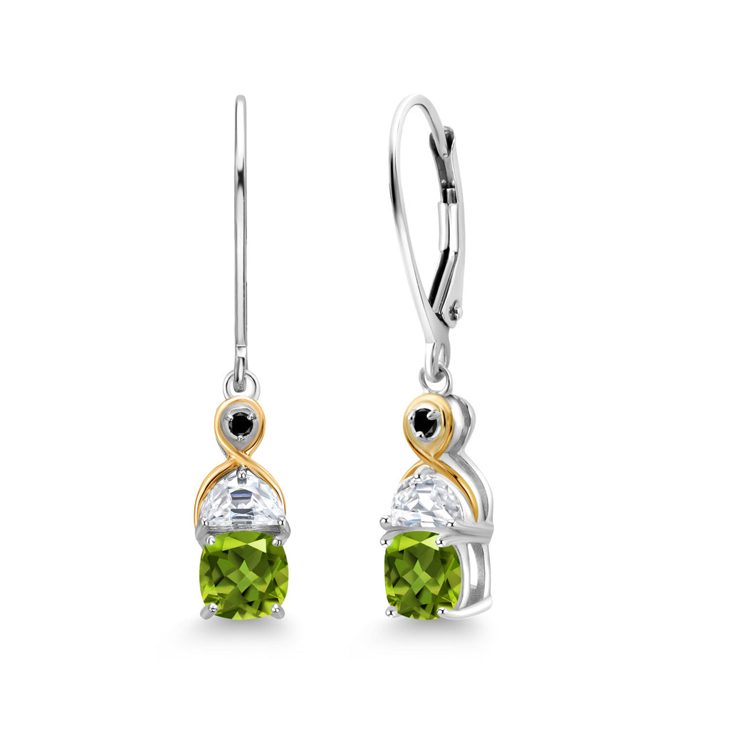 Peridot - August_Earrings in 925 Sterling Silver and 10K Yellow Gold