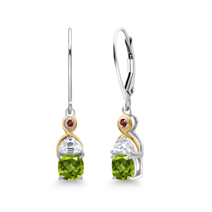 Peridot - August_Earrings in 925 Sterling Silver and 10K Yellow Gold