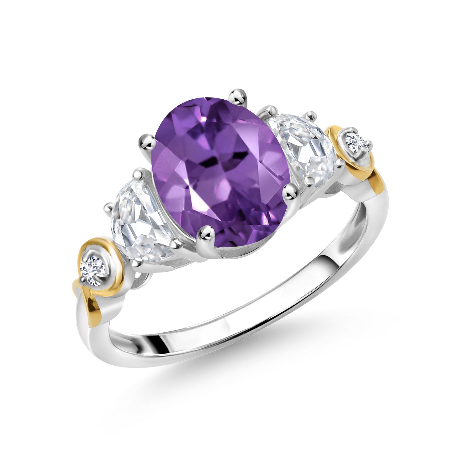 Amethyst - February_7_Ring in 925 Sterling Silver and 10K Yellow Gold