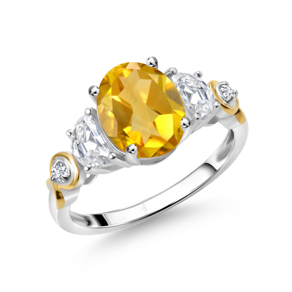 Citrine - November_8_Ring in 925 Sterling Silver and 10K Yellow Gold