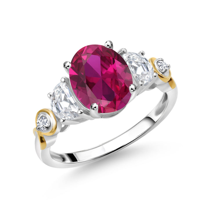 Created Ruby - July_5_Ring in 925 Sterling Silver and 10K Yellow Gold