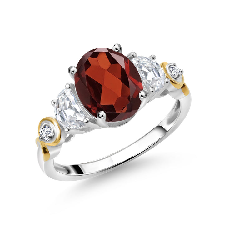 Garnet - January_5_Ring in 925 Sterling Silver and 10K Yellow Gold