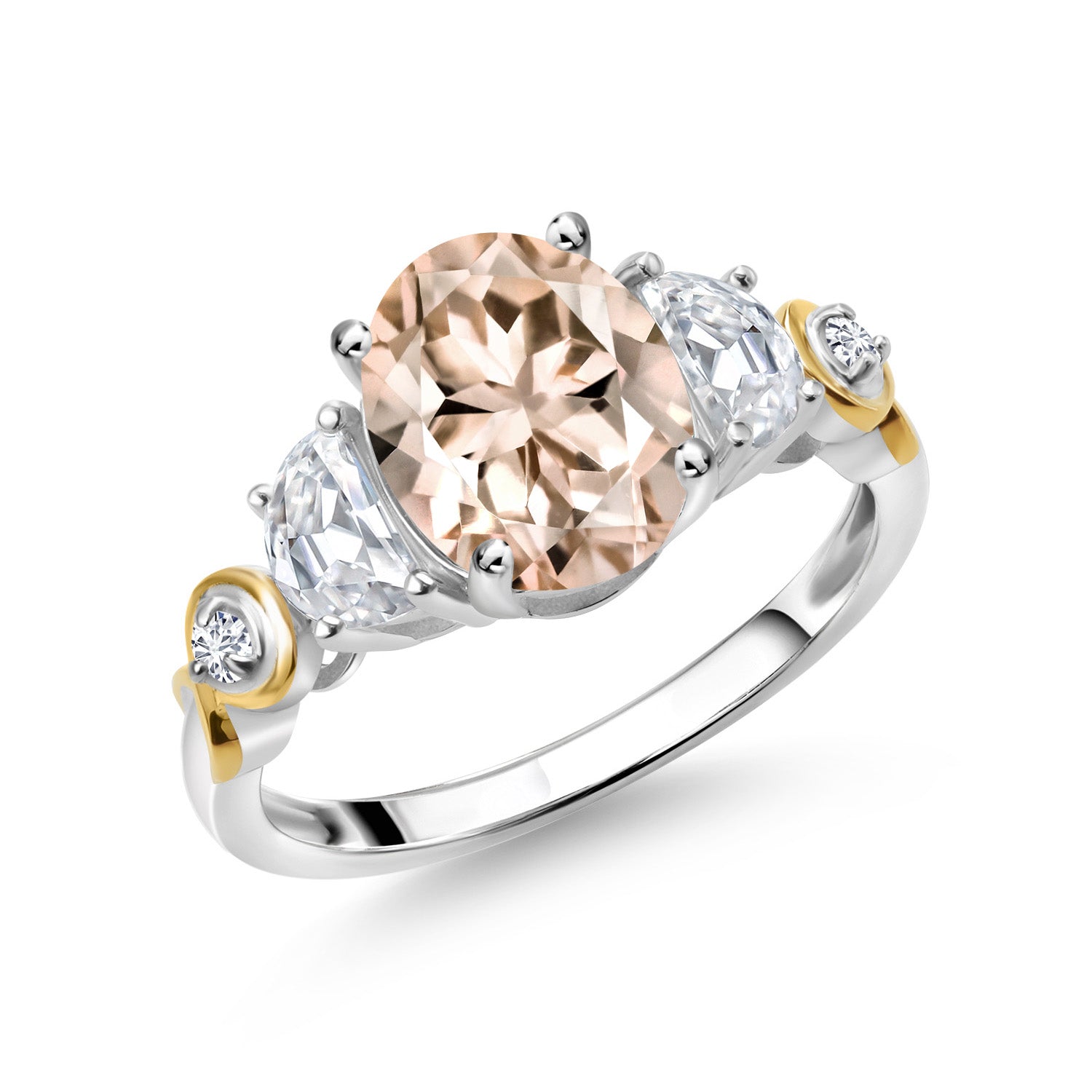 Morganite - October_6_Ring in 925 Sterling Silver and 10K Yellow Gold
