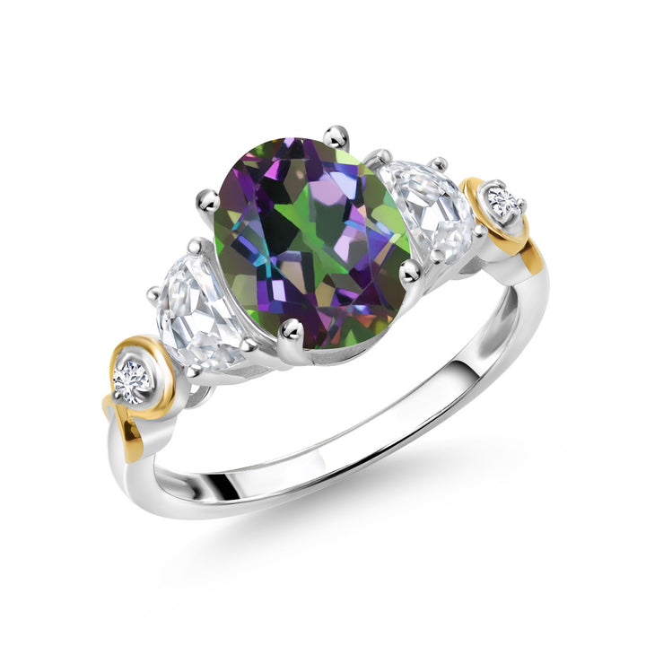 Green Mystic Topaz_5_Ring in 925 Sterling Silver and 10K Yellow Gold
