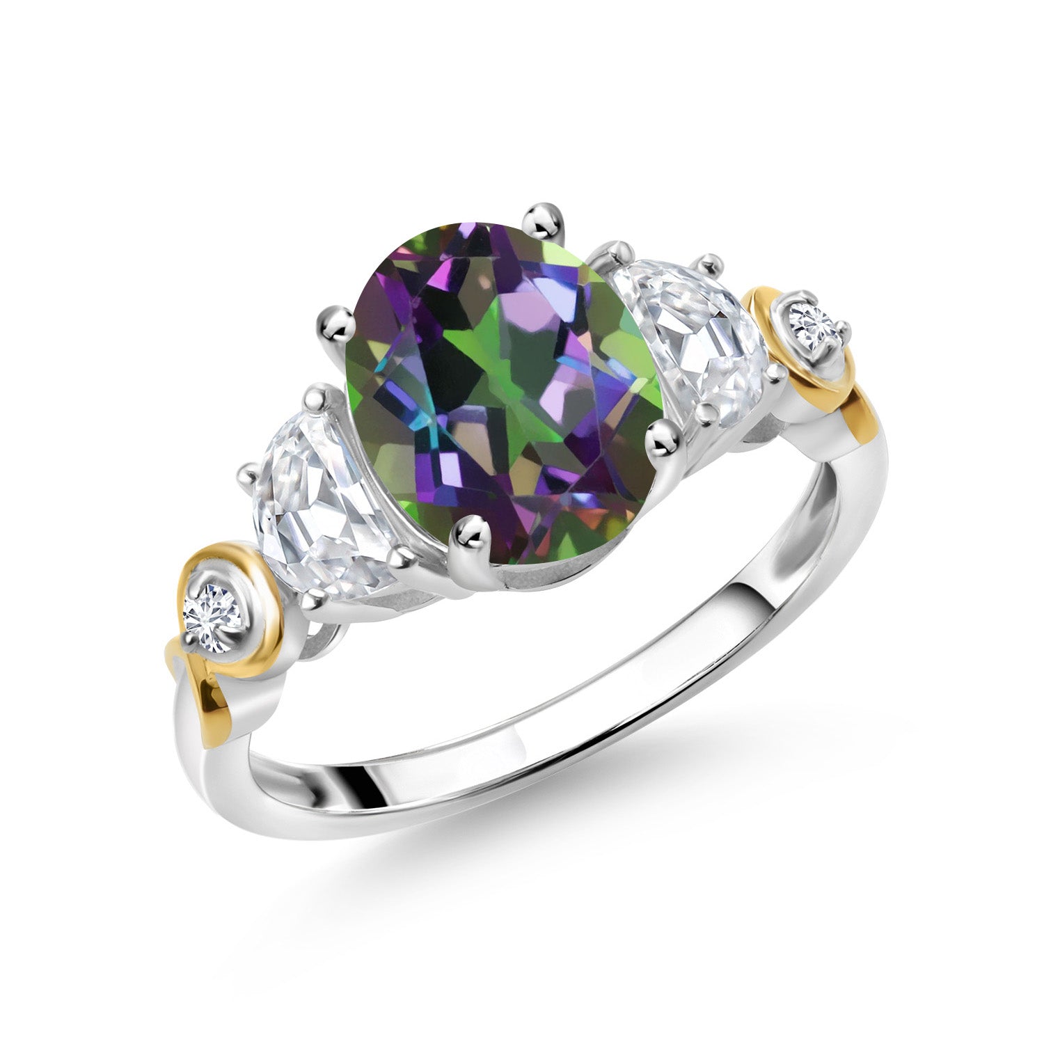 Green Mystic Topaz_6_Ring in 925 Sterling Silver and 10K Yellow Gold