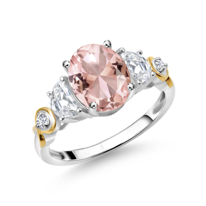 Nano Morganite - October_5_Ring in 925 Sterling Silver and 10K Yellow Gold