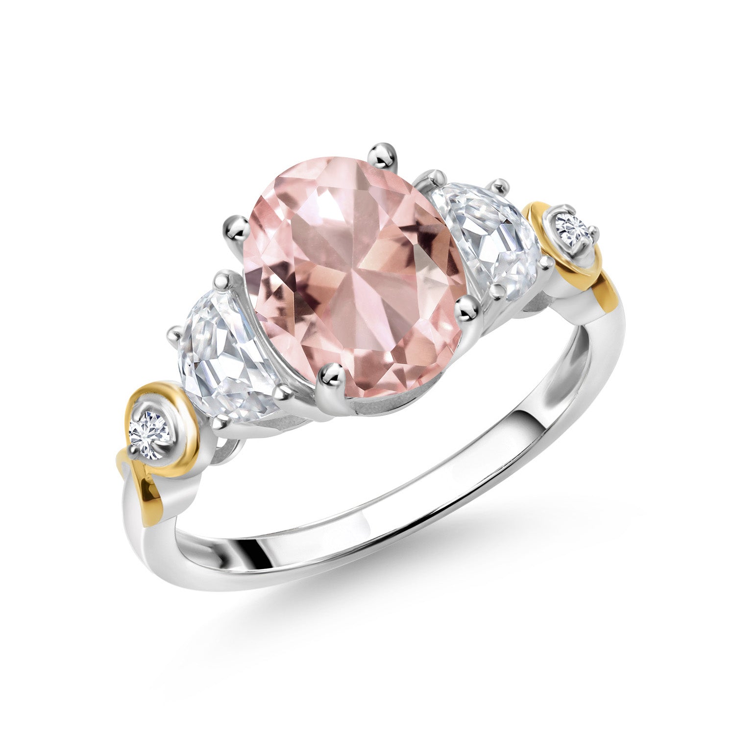 Nano Morganite - October_6_Ring in 925 Sterling Silver and 10K Yellow Gold