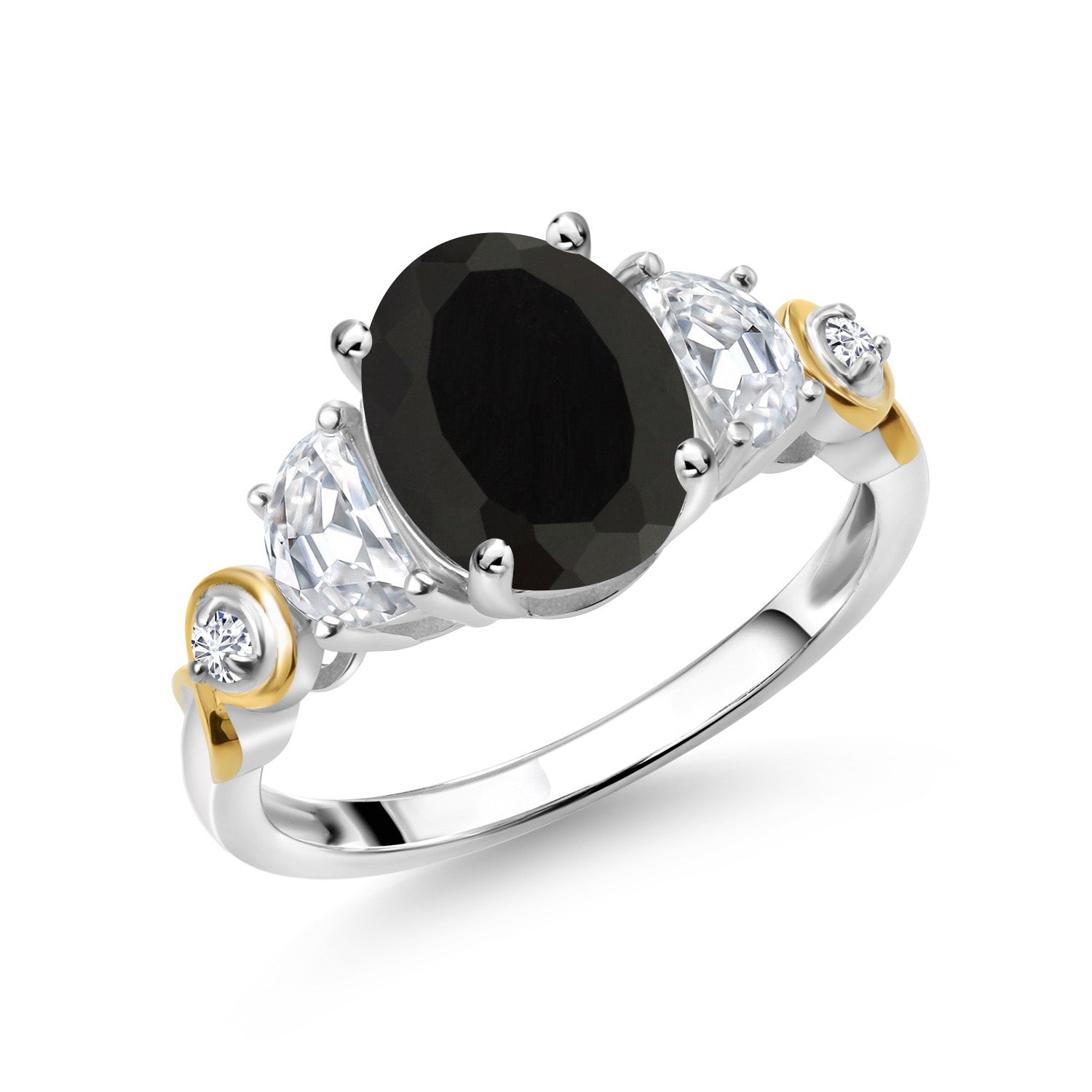 Onyx - December_5_Ring in 925 Sterling Silver and 10K Yellow Gold