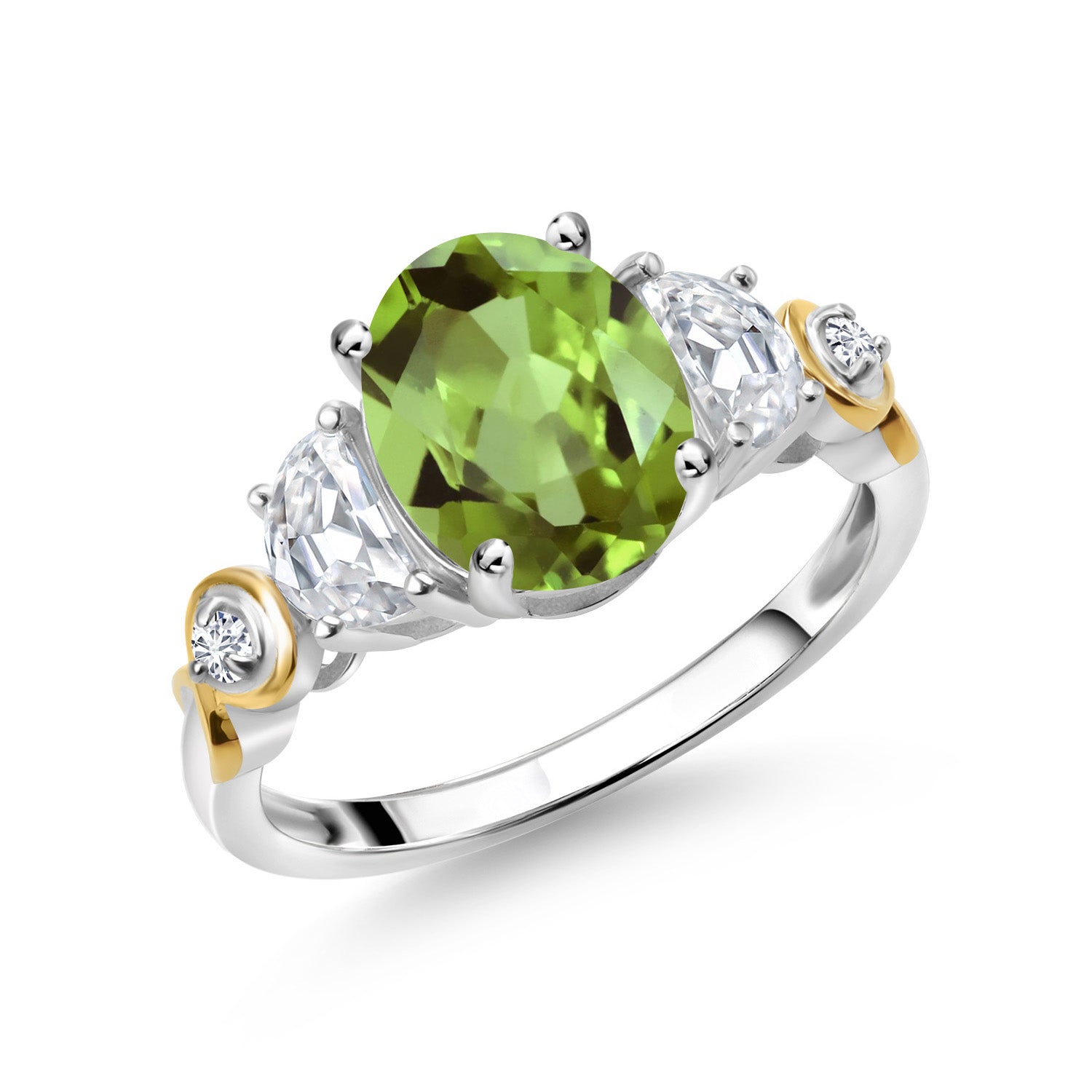 Peridot - August_9_Ring in 925 Sterling Silver and 10K Yellow Gold