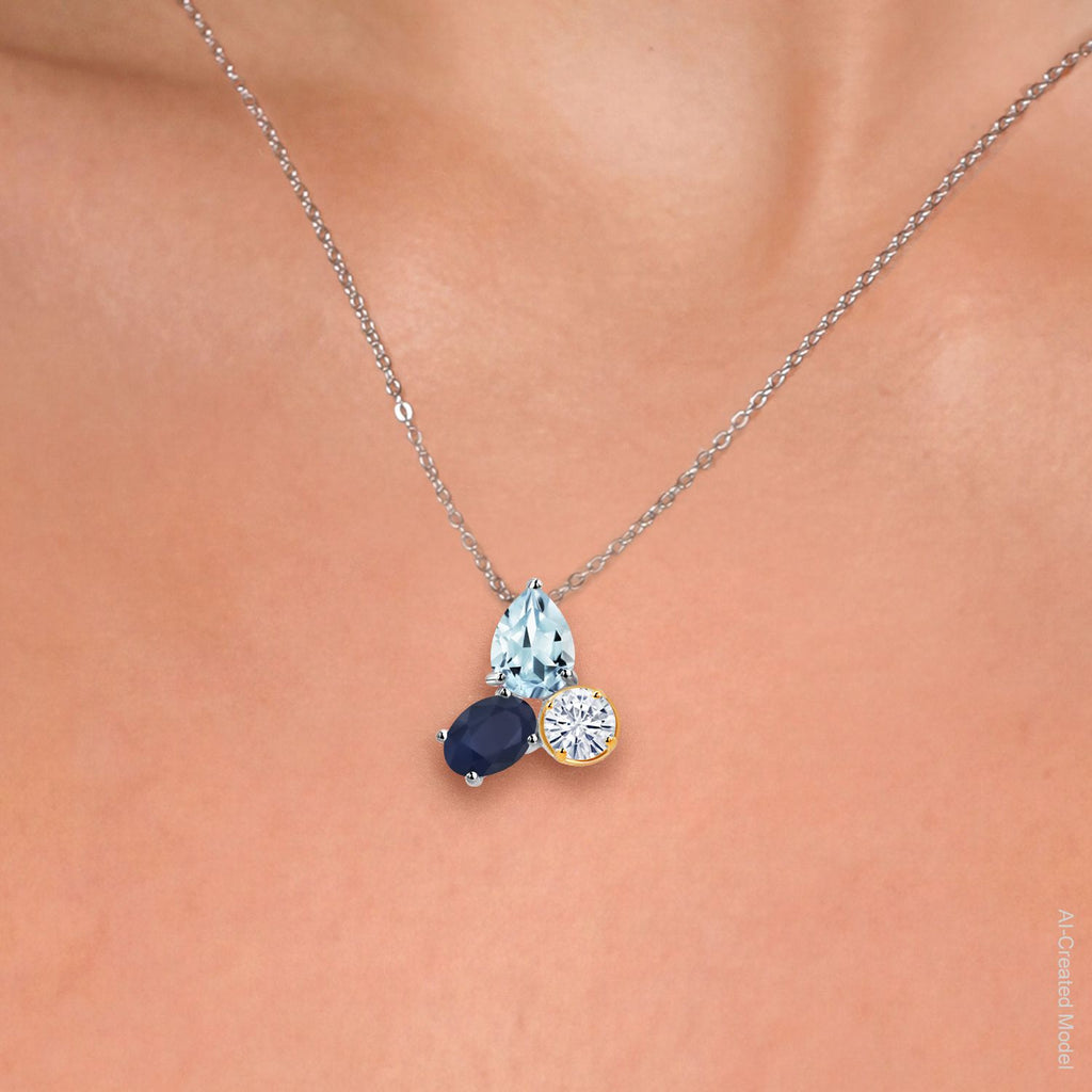 Pendant in 925 Sterling Silver and 10K Yellow Gold