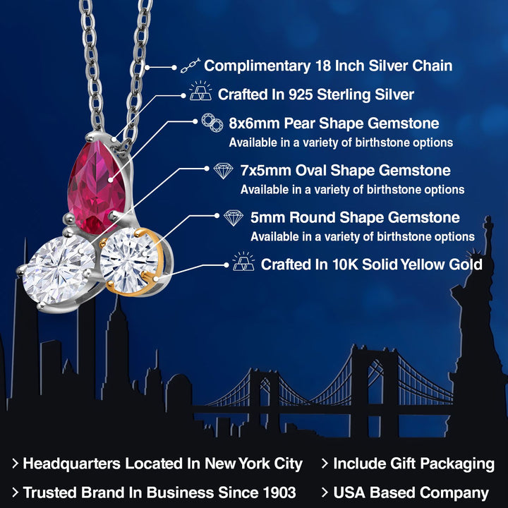 Pendant in 925 Sterling Silver and 10K Yellow Gold